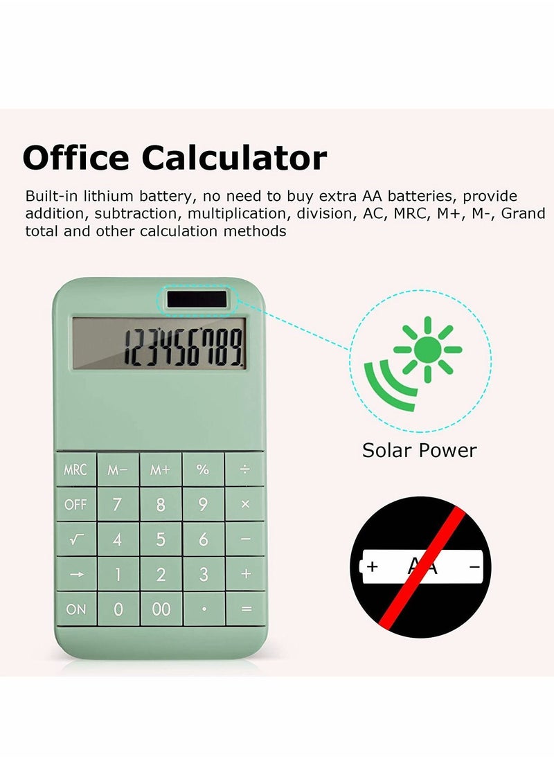 Y&D - Basic Standard Calculator 12 Digit Desktop with Large LCD Display for Office, School, Home & Business Use, Modern Design - Green - Image 1