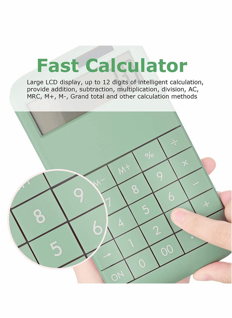 Y&D - Basic Standard Calculator 12 Digit Desktop with Large LCD Display for Office, School, Home & Business Use, Modern Design - Green - Image 1