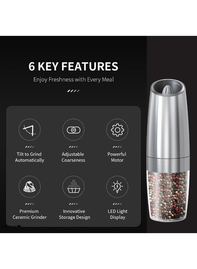 جرين تايجر مطحنة ملح وفلفل كهربائية - مطحنة توابل أوتوماتيكية تعمل بالبطارية مع إمكانية تعديل درجة الخشونة وإضاءة LED - Image 4