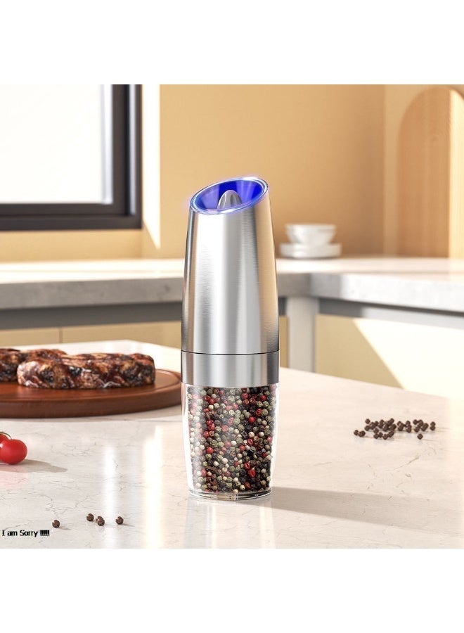 جرين تايجر مطحنة ملح وفلفل كهربائية - مطحنة توابل أوتوماتيكية تعمل بالبطارية مع إمكانية تعديل درجة الخشونة وإضاءة LED - Image 1