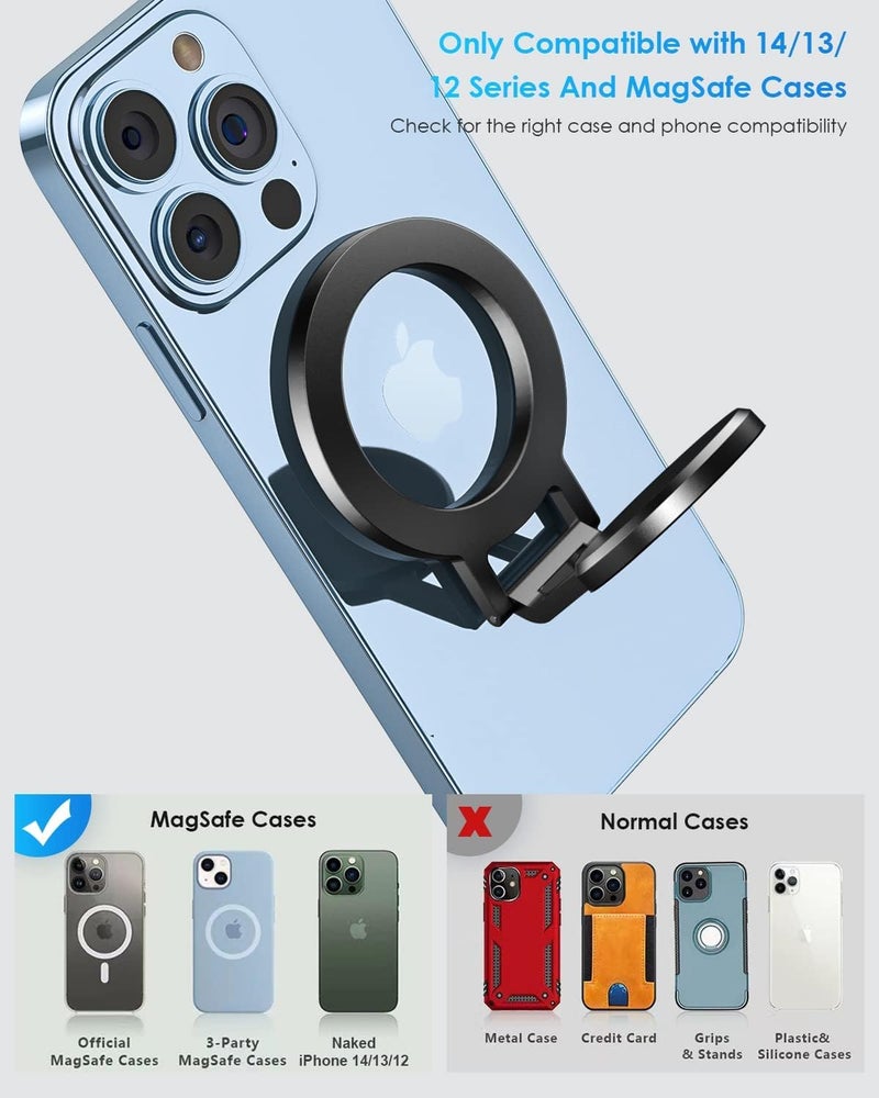 كاست ويف حامل هاتف للسيارة متوافق مع MagSafe، حامل هاتف مغناطيسي للوحة القيادة في السيارة، تصميم معدني بالكامل، مناسب لأجهزة iPhone 14 13 12 Pro/Max/Mini/Plus مع حافظة MagSafe (رمادي) - Image 2