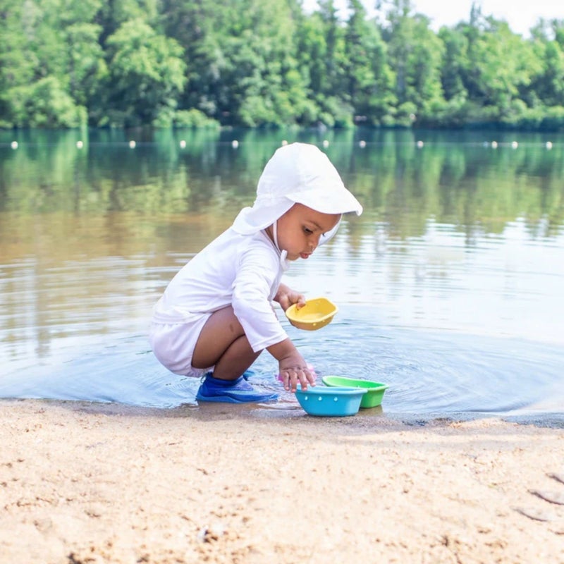 i play. Toddler Flap Sun Protection Swim Hat, White, 2T-4T - Image 3