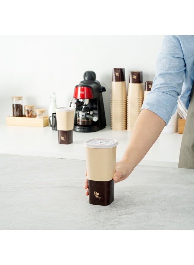 Restaurantware Hip 2 Be Square 22 Ounce Paper Coffee Cups, 500 Leakproof Reusable Coffee Cups - Lids Sold Separately, Double PE Lining, Paper Disposable Cups, Hot & Cold Friendly, Single Wall - Image 5