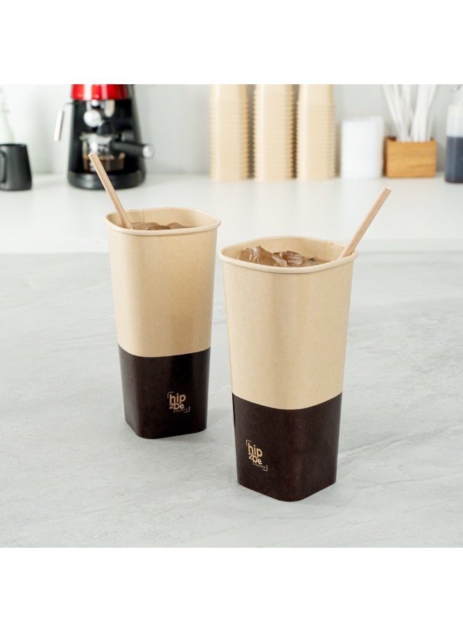 Restaurantware Hip 2 Be Square 22 Ounce Paper Coffee Cups, 500 Leakproof Reusable Coffee Cups - Lids Sold Separately, Double PE Lining, Paper Disposable Cups, Hot & Cold Friendly, Single Wall - Image 4