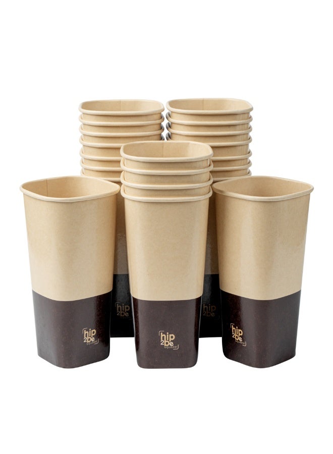 Restaurantware Hip 2 Be Square 22 Ounce Paper Coffee Cups, 500 Leakproof Reusable Coffee Cups - Lids Sold Separately, Double PE Lining, Paper Disposable Cups, Hot & Cold Friendly, Single Wall - Image 1