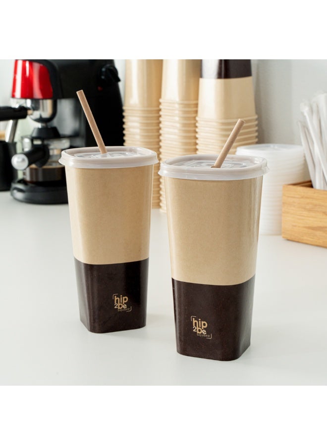 Restaurantware Hip 2 Be Square 22 Ounce Paper Coffee Cups, 500 Leakproof Reusable Coffee Cups - Lids Sold Separately, Double PE Lining, Paper Disposable Cups, Hot & Cold Friendly, Single Wall - Image 3