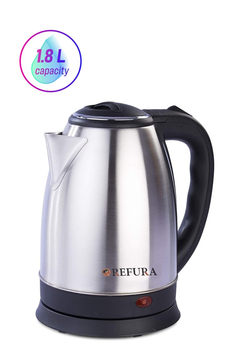 REFURA 1.8 L Cordless Electric Kettle 1500W RE-11601 - Stainless Steel Kettle w/ Spray Coating, 360-degree Swivel Base, Auto Shutdown, Power On/Off Indicator Light - Image 1