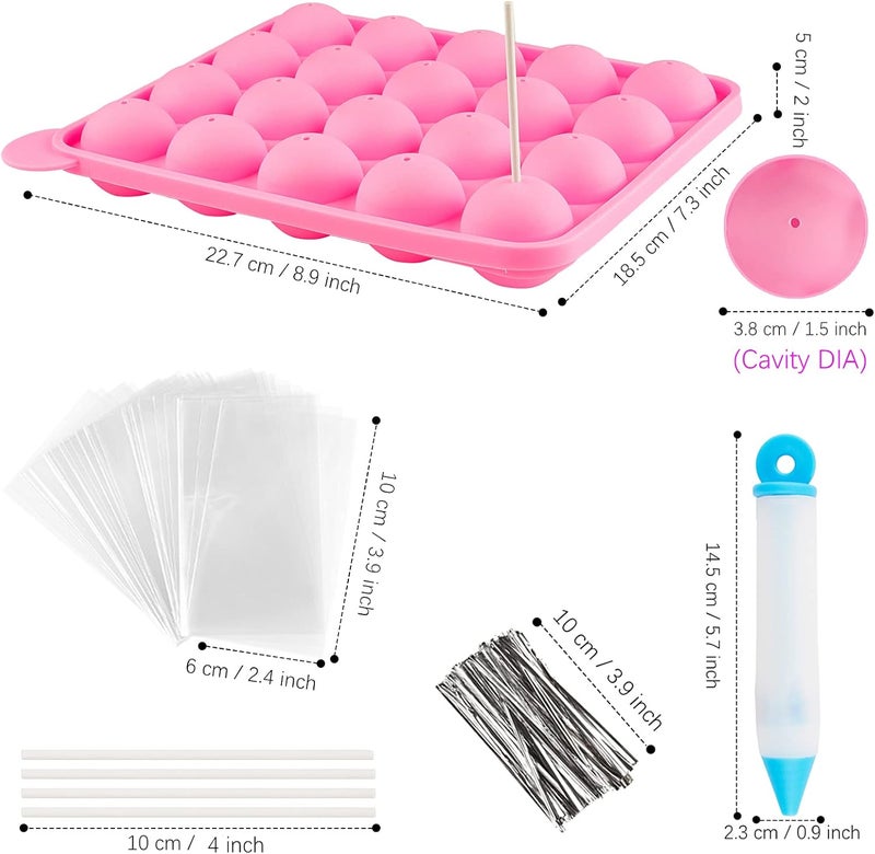 Ocmoiy Cake Pop Mold Set of 262 - including 20 Cavities Silicone Cake Pop Molds, Cake Pop Sticks, Cake Pop Wrappers, Sliver Twist Ties, Decorating Pen - Image 2