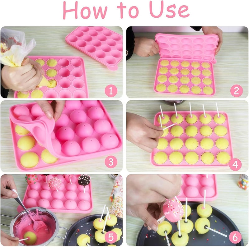Ocmoiy Cake Pop Mold Set of 262 - including 20 Cavities Silicone Cake Pop Molds, Cake Pop Sticks, Cake Pop Wrappers, Sliver Twist Ties, Decorating Pen - Image 4