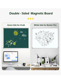 Gerenic Magnetic Double Sided White board , Chalkboard, Blackboard, Dry Wipe Message Bulletin Board with 1 Eraser, 3 Markers, 4 Magnetics & 1 Accessory Tray – for Home Office School (60*45cm, AL Frame)  - Image 2