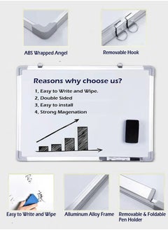 Gerenic Magnetic Double Sided White board , Chalkboard, Blackboard, Dry Wipe Message Bulletin Board with 1 Eraser, 3 Markers, 4 Magnetics & 1 Accessory Tray – for Home Office School (60*45cm, AL Frame)  - Image 4
