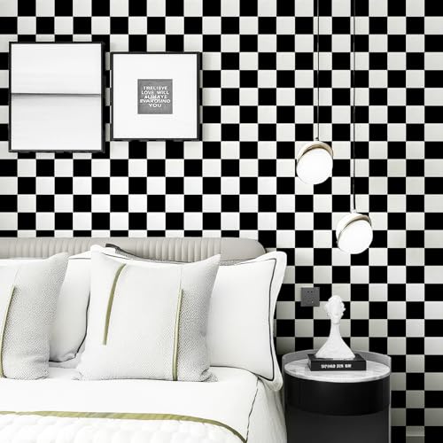 Kitico Black and White Checkered Peel and Stick Wallpaper– Waterproof Removable Vinyl Contact Paper Peel and Stick – Renter Friendly Bathroom Wallpaper 17.7" x 78" - Image 5