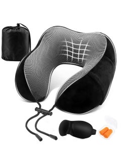 Zibuyu ZIBUYU® Neck Pillow for Travel, Travel Pillow, U-shape Neck Pillow Airplane Travel Sleeping Neck Pillow Set with with Eye Mask, Ear Plugs & Storage Bag Pillow for Neck Pain  - Image 1