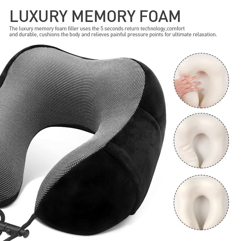 Zibuyu ZIBUYU® Neck Pillow for Travel, Travel Pillow, U-shape Neck Pillow Airplane Travel Sleeping Neck Pillow Set with with Eye Mask, Ear Plugs & Storage Bag Pillow for Neck Pain - Image 4
