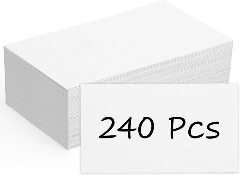 بروديوت 240 قطعة من بطاقات العمل الفارغة، بحجم 2×3.5 بوصة، من ورق بسماكة 350 جرامًا أبيض، مناسبة للاستخدام في الدراسة المهنية أو كبطاقات دعوة أو بطاقات ترحيب في المناسبات. - Image 1