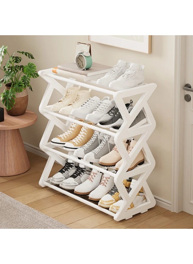LINGWEI Modern 4-Tier Shoe Rack Organizer Plastic Frame with Aluminum Pipes Space Saving & Durable Shoe Storage Shelf - Image 1