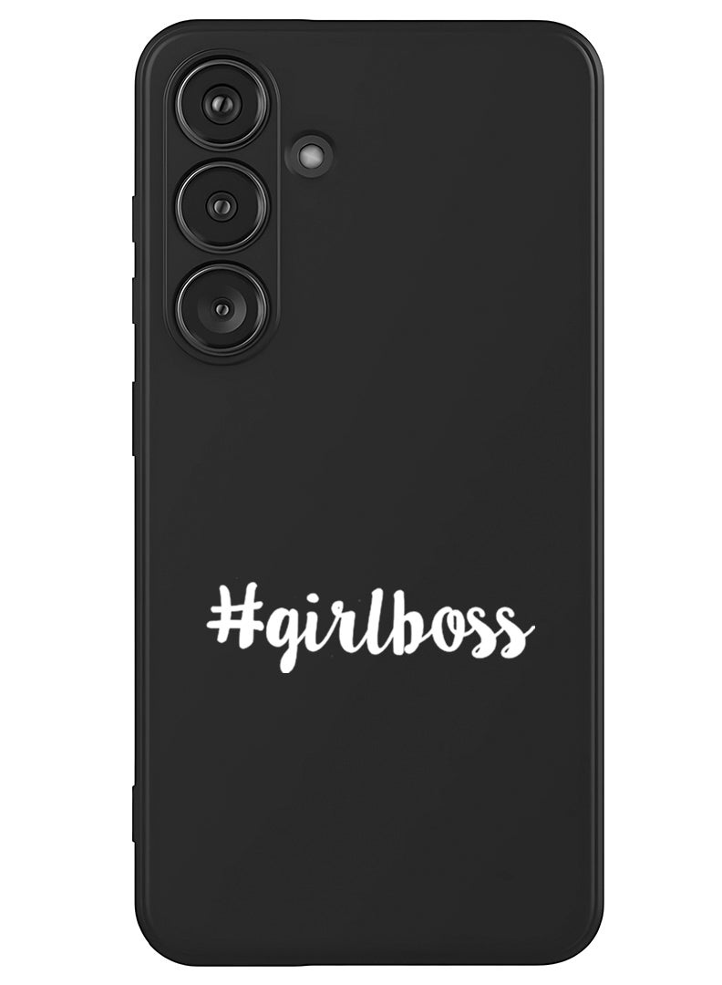 Theodor Protective Slim Fit Case Liquid Silicone Cover with Full Body Protection Anti-Scratch Shockproof Case For Samsung Galaxy S25 Plus (Black) - Girl boss - White - Image 1