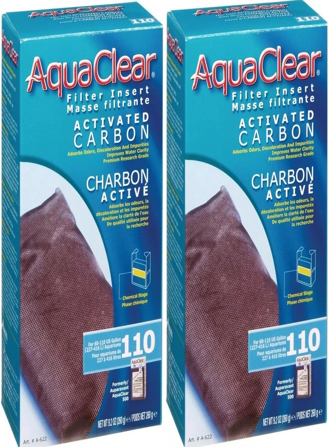 AquaClear Fluval 110 Activated Carbon Media for Aqua Clear AC110 Hang on Back Aquarium Filter (2 Single AC110 Carbon)