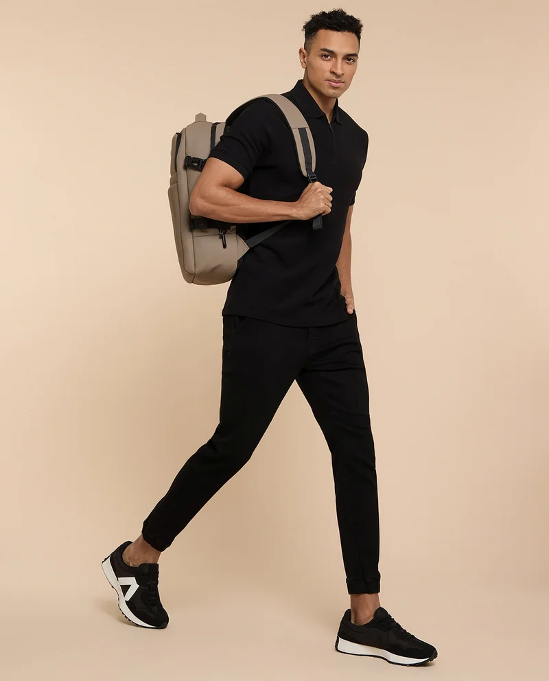 أر أند بي Solid Polo T-Shirt with Short Sleeves