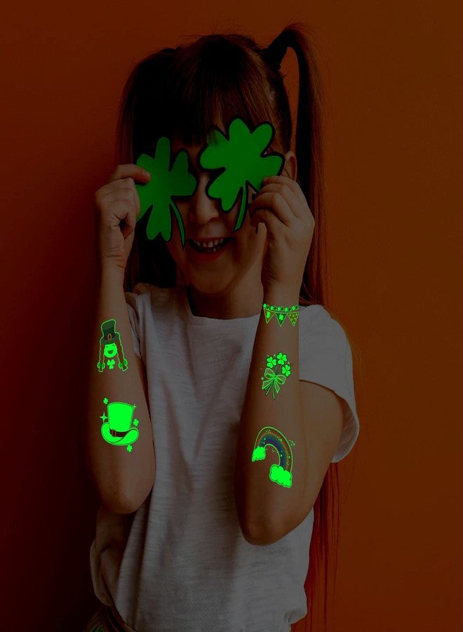 Partywind 12 Sheets Glow St Patrick's Day Temporary Tattoos for Kids, Luminous Saint Patrick's Day Accessories Party Decorations, Irish Shamrock Stickers Goodie Bags Stuffers - Image 4