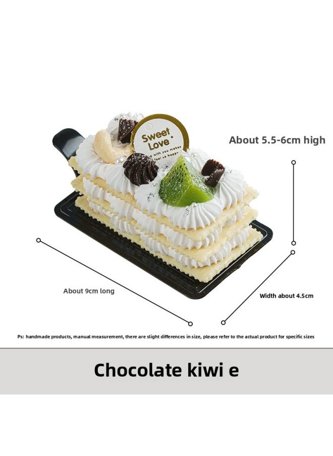 Simulation Cake Model Fruit Soda Biscuits Gourmet Snack Set Up Decorative Scene Layout Wedding Photo Props-Color:Chocolate Kiwi-E  - Image 1