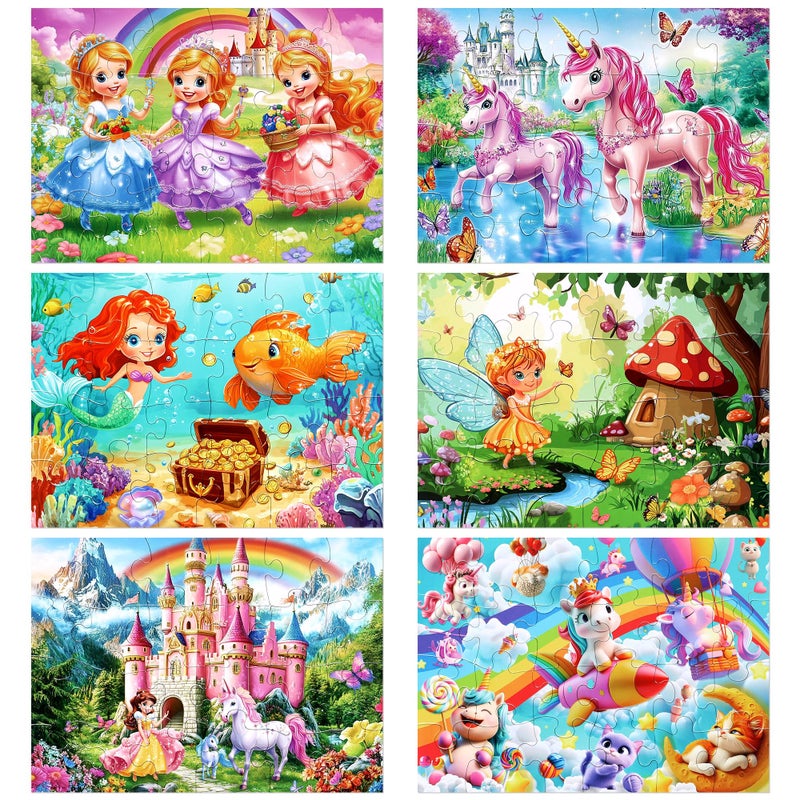 MZZOTOY 6 Packs Puzzles for Kids Ages 46 24 PCS Princess Unicorn Jigsaw Puzzles for Kids Ages 35 48Preschool Educational Puzzles Toys Gifts for 3 4 5 6 Boys Girls - Image 3
