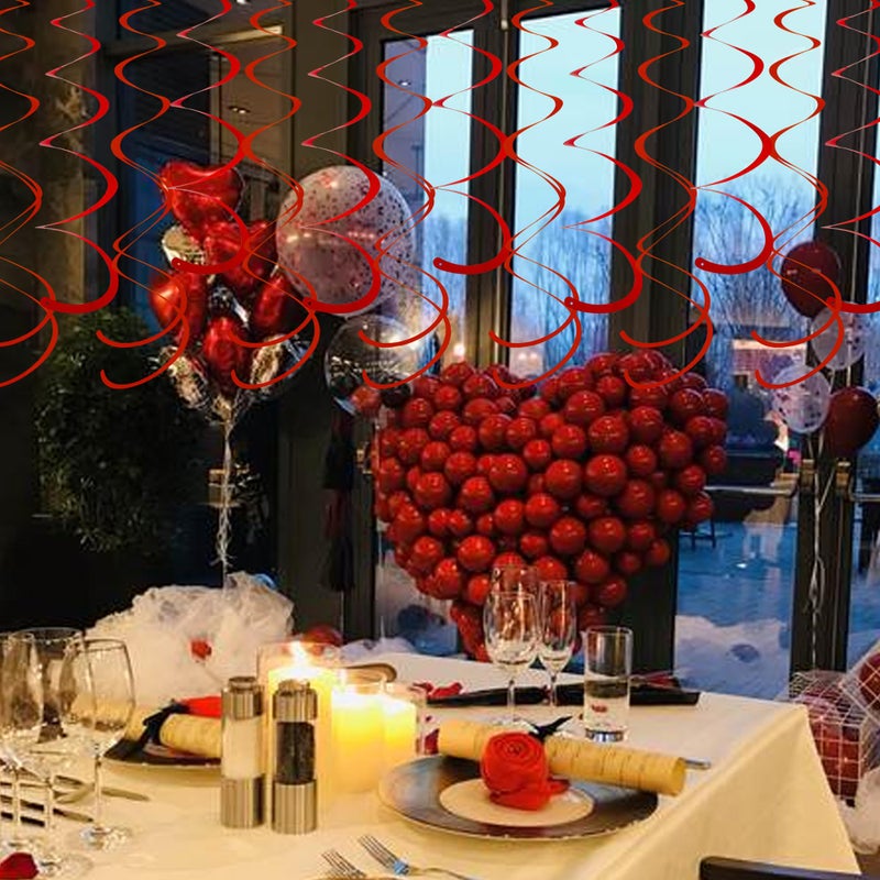 Yymobt Red Ceiling Swirl Foil Decorations Hanging Plastic Streamer Themed Swirl Party for Valentineâ€™s Day Day Carnival Celebration, Pack of 28 - Image 5