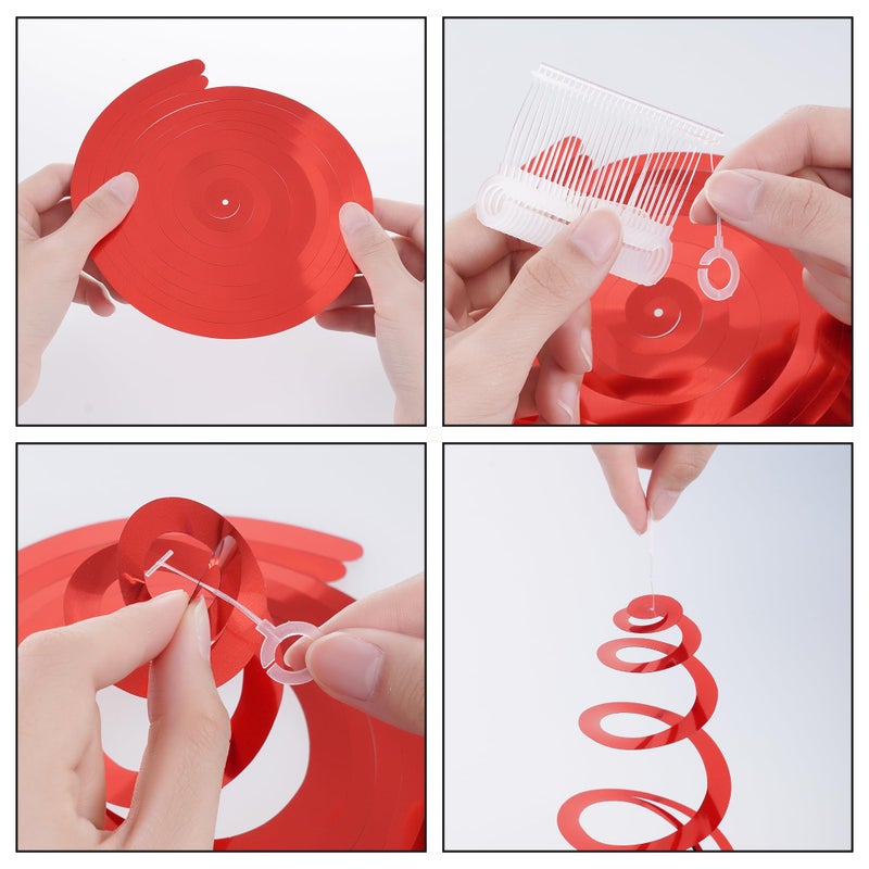 Yymobt Red Ceiling Swirl Foil Decorations Hanging Plastic Streamer Themed Swirl Party for Valentineâ€™s Day Day Carnival Celebration, Pack of 28 - Image 4