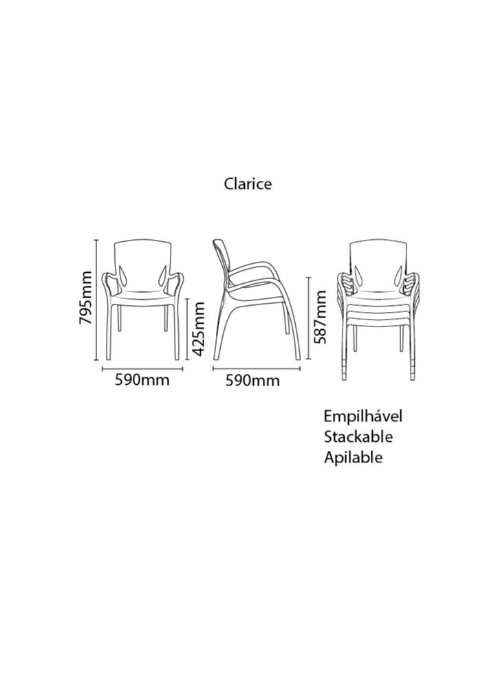 TRAMONTINA Since 1911,Made in Brazil-  Clarice Summa Polypropylene and White Fiberglass Chair - Image 4