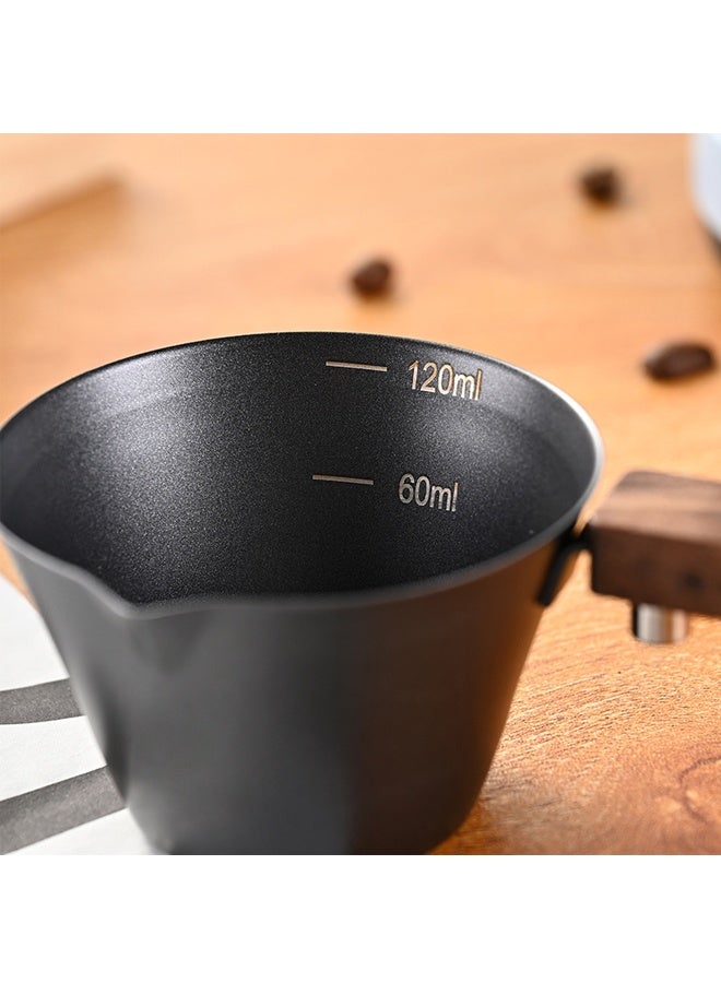 هومستر 120 مل كأس قياس الإسبريسو، الفولاذ المقاوم للصدأ إسبريسو شوت كوب، فم واسع وعلى شكل V صب كوب القهوة مع مقبض لاتي، قذرة، أمريكانو، كابوتشينو، ماكياتو (أسود) - Image 3