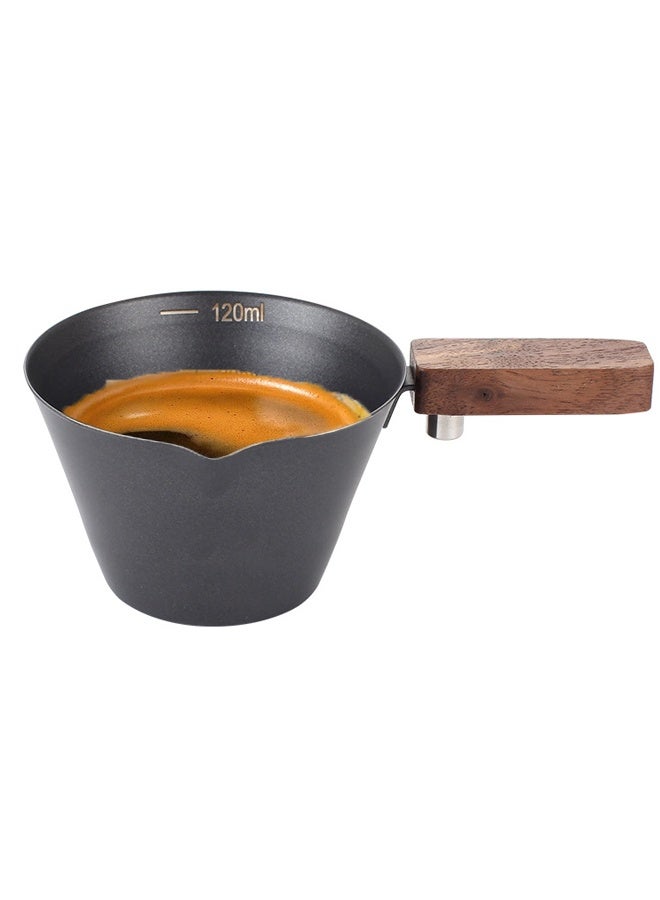 هومستر 120 مل كأس قياس الإسبريسو، الفولاذ المقاوم للصدأ إسبريسو شوت كوب، فم واسع وعلى شكل V صب كوب القهوة مع مقبض لاتي، قذرة، أمريكانو، كابوتشينو، ماكياتو (أسود) - Image 1