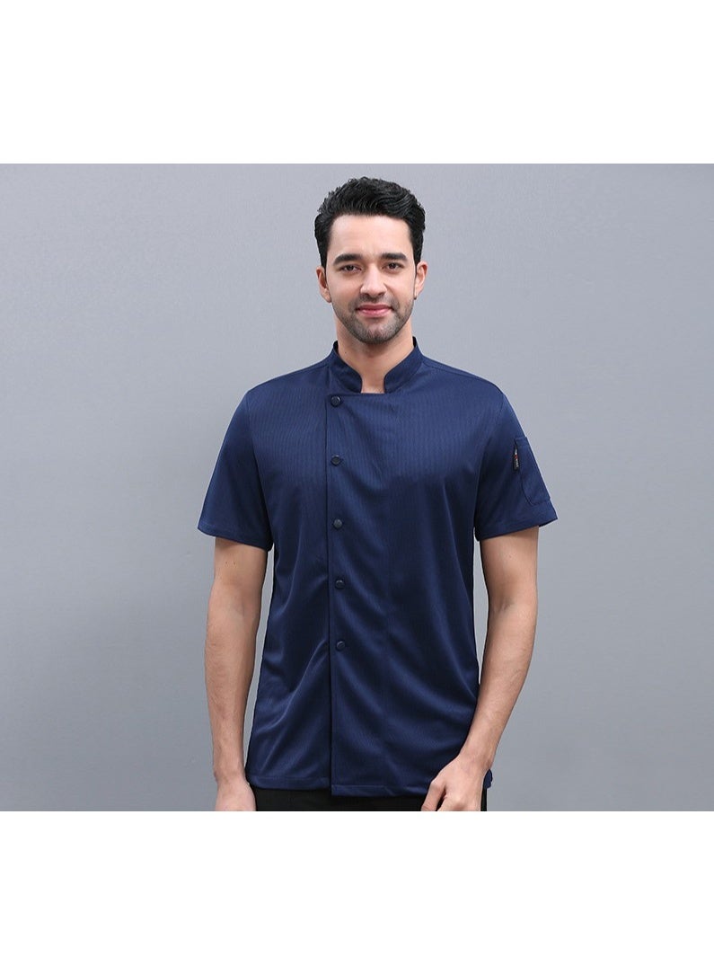 NIBEMINENT Chef Overalls Short Sleeve Summer Hotel Restaurant Chef Uniform Breathable Thin Kitchen Work Clothes  - Image 1