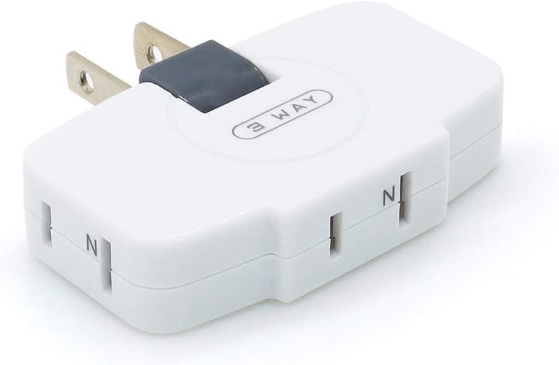 SYCON 3 Way Wall Outlet Extender AC Adapter, 2-Prong Swivel Mini Indoor Wall Tap Power Outlet Extender Plug, White - Image 1