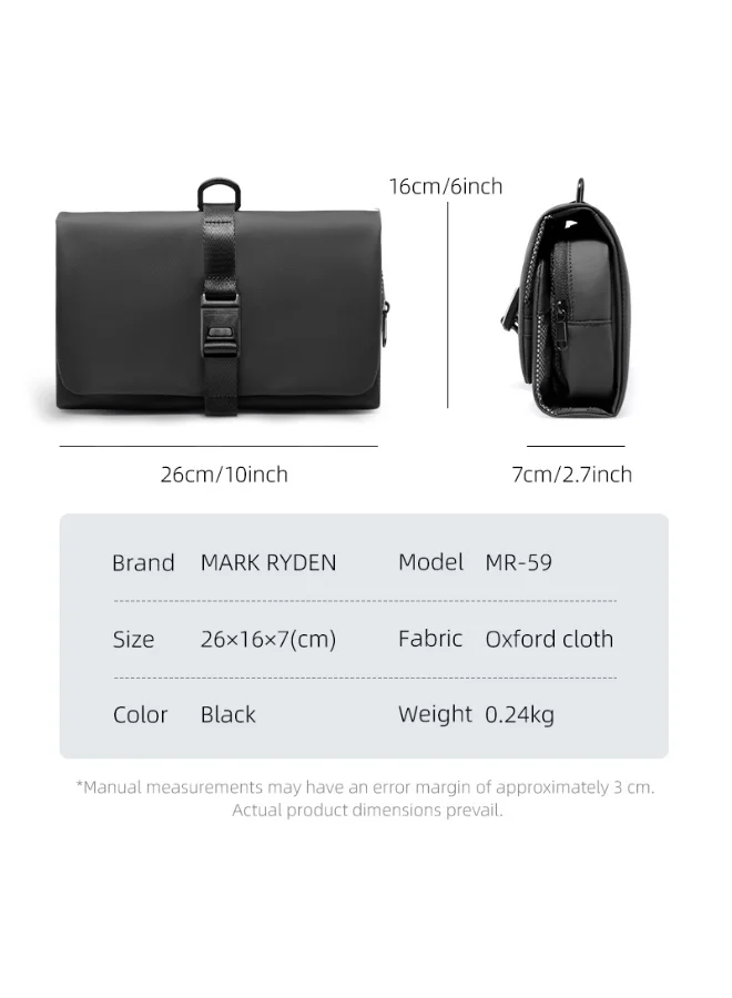 MARK RYDEN  Mark Ryden MR-59-T Hanging Toiletry Bag, Portable Mesh Travel Organizer, Waterproof Oxford Fabric, Foldable Design, Magnetic Snap Closure, Built-In Hook, Multiple Storage Compartments – Black  | Best Price UAE