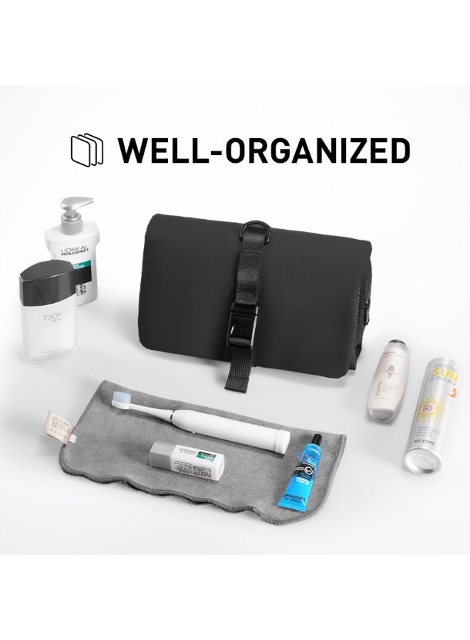 Mark Ryden MR-59-T Hanging Toiletry Bag, Portable Mesh Travel Organizer, Waterproof Oxford Fabric, Foldable Design, Magnetic Snap Closure, Built-In Hook, Multiple Storage Compartments – Black - Image 5