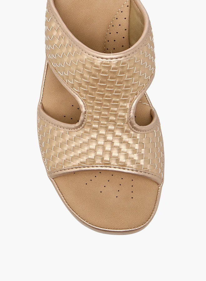 Flora Bella By Shoexpress Women Textured Slip-On Cross Strap Sandals with Block Heels