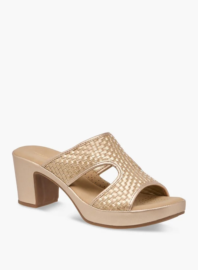 Flora Bella By Shoexpress Women Textured Slip-On Cross Strap Sandals with Block Heels