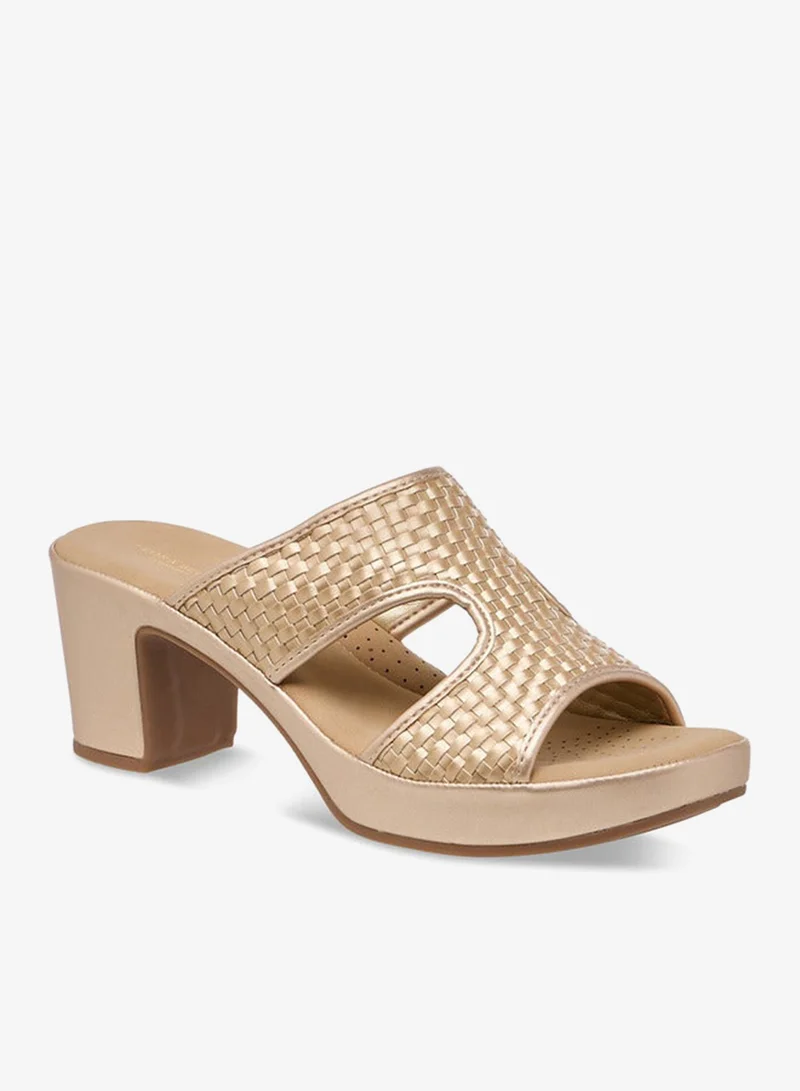 Flora Bella By Shoexpress Women Textured Slip-On Cross Strap Sandals with Block Heels