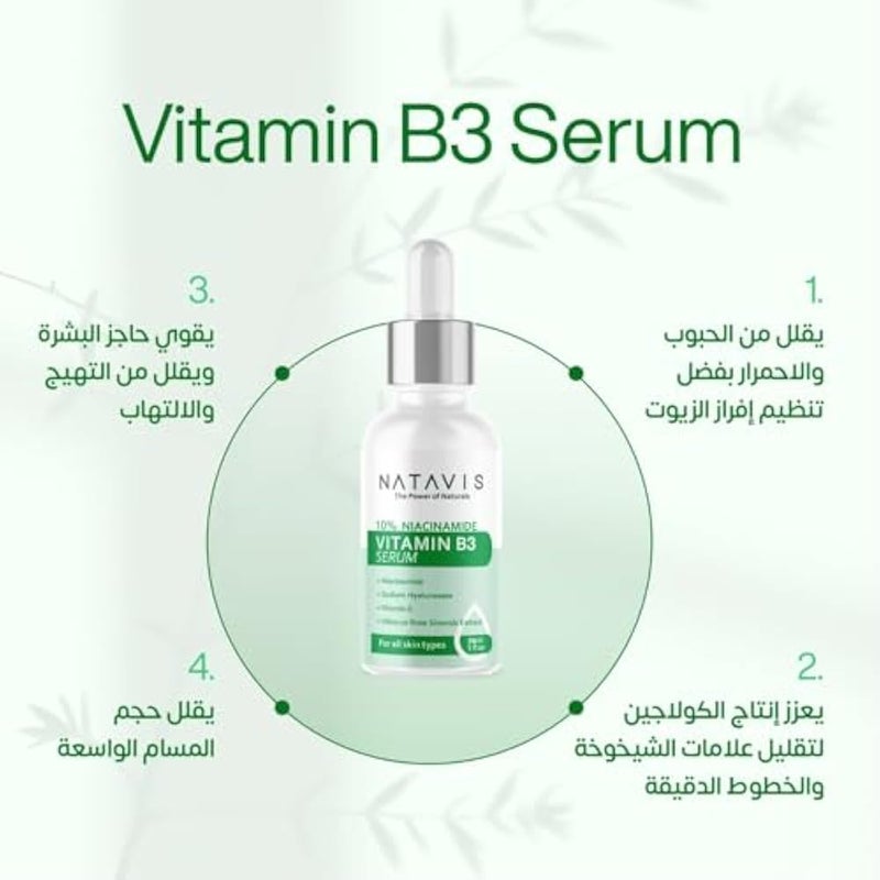 Natavis Retinol serum 30 ml + 10% Niacinamide Vitamin B3 Serum 30 ml + Vitamin C Moisturizer 50 ml - Reduction Fine Lines & Wrinkles - Hydration - Acne Treatment Skincare Routine - Image 2