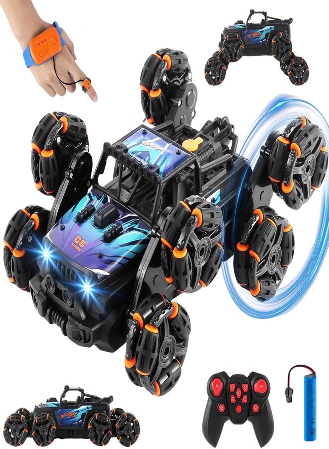 VikriDA 8 Wheel Remote Control Car with Lights, Music & 360° Rotation - Hand Control RC Vehicle Toy for Kids & Adults - Black - Image 1