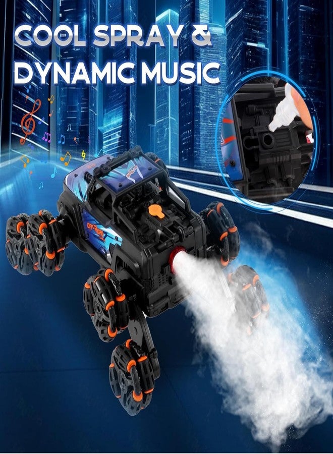 VikriDA 8 Wheel Remote Control Car with Lights, Music & 360° Rotation - Hand Control RC Vehicle Toy for Kids & Adults - Black - Image 3