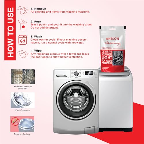 Antson Washing Machine Cleaner Descaler For Washing Machine Front Load and Top Load, Washing Machine Cleaning Powder, Descaling Powder For Washing Machine (100g (Pack of 4)) - Image 5