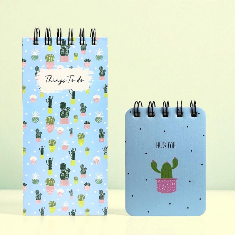 Articious To Do List & Pocket Diary Combo | Ruled Pages | 80 GSM | 9.2 x 19.8 CM | 264 Pages (Cactus) - Image 1