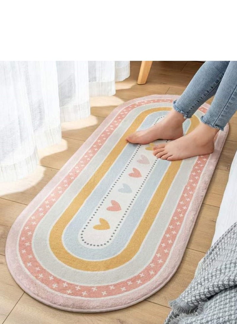 Multicolored soft touch oval rug 160x60 cm