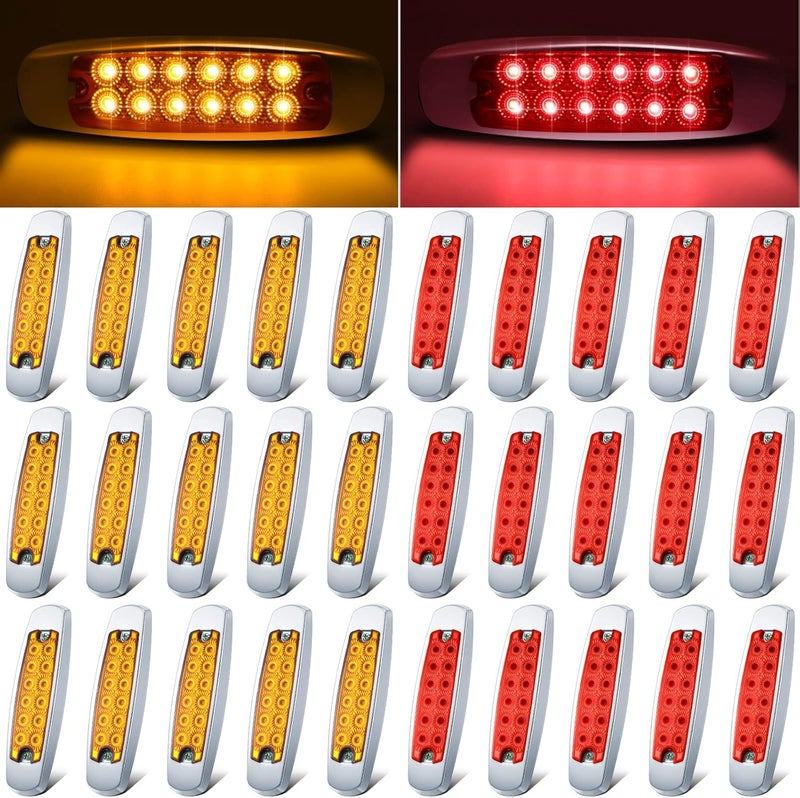 Tallew لامبة علامة جانبية LED من Tallew 30 قطعة - أضواء مقطورة حمراء وبرتقالية 3.54 بوصة - Image 1