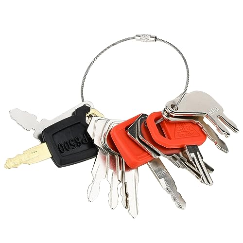Tecreddy 12 Heavy Equipment Keys, Machine Key Master Set for Cat Caterpillar John Deere Komatsu Bobcat Hyster Takeuchi Case Kobelco Lucas New Holland Construction Equipment - Image 1