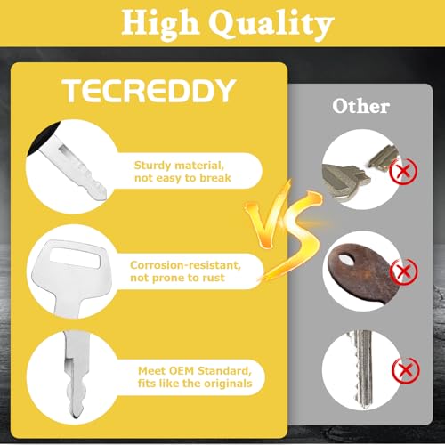 Tecreddy 12 Heavy Equipment Keys, Machine Key Master Set for Cat Caterpillar John Deere Komatsu Bobcat Hyster Takeuchi Case Kobelco Lucas New Holland Construction Equipment - Image 5