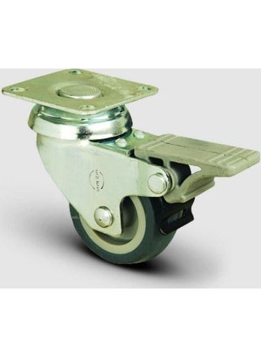 Emes Thermoplastic Rubber Light Industrial Wheel with Spherical Brake, Plate Connection, Bushing, Diameter: 100 - Ep01 Mkt 100F 