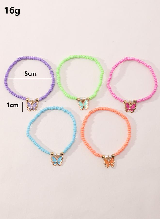 Take Two Pack of 5 -Girls Multi-Color Butterfly Charm Beaded Bracelets - Image 3