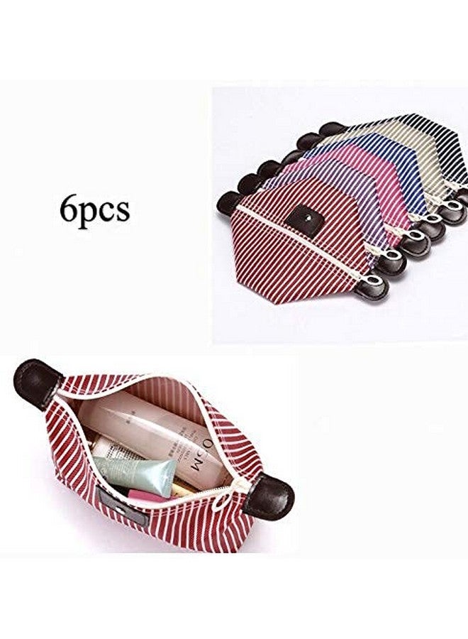 Prostuff.in® Multi-Functional Strip Fashion Design Cosmetic Pouch Travel Toiletry Carrying Purse Makeup Bag Mini Travel Waterproof Portable Zipper Foldable Pouches for Women Multicolor 3 Pcs - Image 2